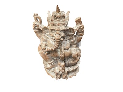 Lot 2442 - Old carved wooden figure of Ganesha