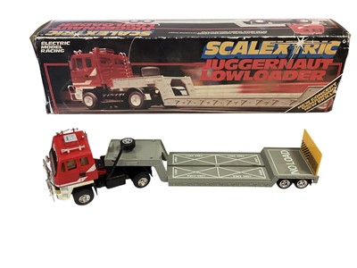 Lot 1955 - Scalextric Juggernaut Roadtrain C301 & Lowloader C302, both boxed (poor) (2)