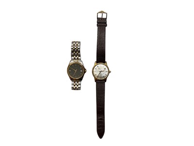 Lot 110 - 1960s Tissot Seastar Seven manual wind gold plated wristwatch on leather strap, together with a Tissot PR 100 bi-metal stainless steel wristwatch (2)