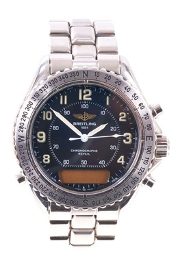 Lot 796 - Breitling Intruder Chronograph Reveil stainless steel wristwatch, boxed