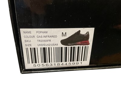 Lot 2107 - Michael Kors trainers Brenden white / silver size 5 new. Two pairs of Mallett London trainers Popham Gas Infared pre-owned and Popham Gas Midnight Blue pre-owned. Both size 8, boxed with light...