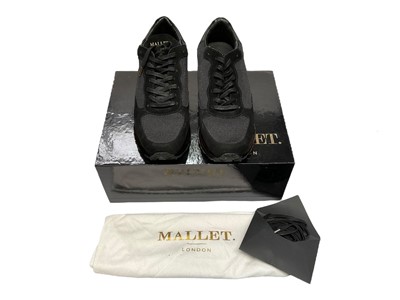 Lot 2107 - Michael Kors trainers Brenden white / silver size 5 new. Two pairs of Mallett London trainers Popham Gas Infared pre-owned and Popham Gas Midnight Blue pre-owned. Both size 8, boxed with light...