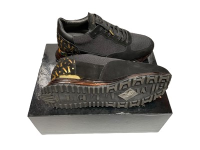 Lot 2107 - Michael Kors trainers Brenden white / silver size 5 new. Two pairs of Mallett London trainers Popham Gas Infared pre-owned and Popham Gas Midnight Blue pre-owned. Both size 8, boxed with light...