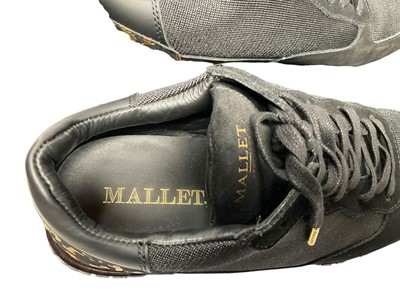 Lot 2107 - Michael Kors trainers Brenden white / silver size 5 new. Two pairs of Mallett London trainers Popham Gas Infared pre-owned and Popham Gas Midnight Blue pre-owned. Both size 8, boxed with light...
