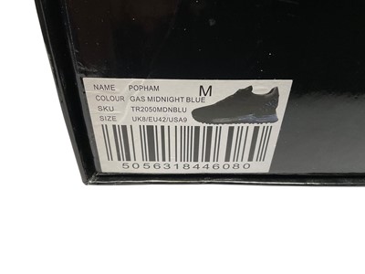 Lot 2107 - Michael Kors trainers Brenden white / silver size 5 new. Two pairs of Mallett London trainers Popham Gas Infared pre-owned and Popham Gas Midnight Blue pre-owned. Both size 8, boxed with light...