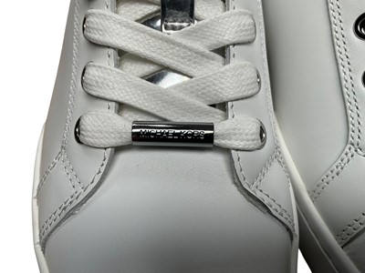 Lot 2107 - Michael Kors trainers Brenden white / silver size 5 new. Two pairs of Mallett London trainers Popham Gas Infared pre-owned and Popham Gas Midnight Blue pre-owned. Both size 8, boxed with light...