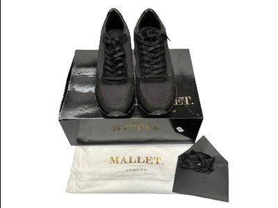 Lot 2107 - Michael Kors trainers Brenden white / silver size 5 new. Two pairs of Mallett London trainers Popham Gas Infared pre-owned and Popham Gas Midnight Blue pre-owned. Both size 8, boxed with light...