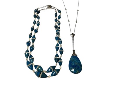 Lot 167 - Two 1920s Art Deco blue stone and crystal necklaces