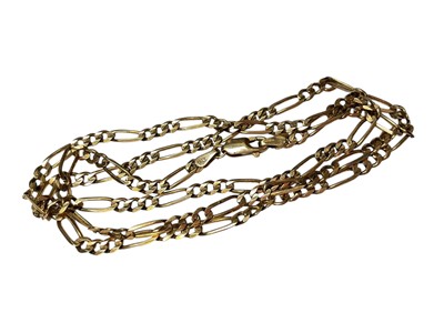 Lot 61 - 9ct gold flat curb link chain, 62cm long