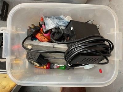 Lot 47 - Collection of tattooing equipment including machines/guns, flashes, books, etc