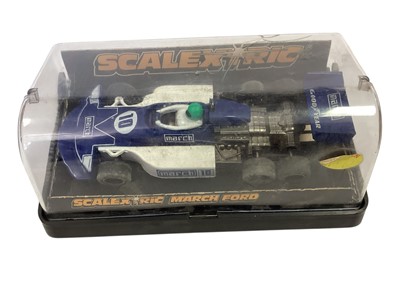 Lot 1956 - Scalextric F1 Racing Cars JPS Lotus 77 No.C126 & March Ford No.C129, in Perspex boxes (2)
