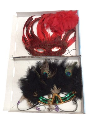 Lot 2120 - Small group of feather and sequin masks from New Orleans Mardi Gras festival