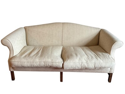 Lot 1478 - Georgian style camel back settee.