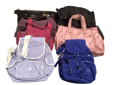 Lot 2116 - Lot of Kipling bags, all pre-owned but mainly very light use. Including back packs, tote bags etc, various sizes (13) plus purses (6)