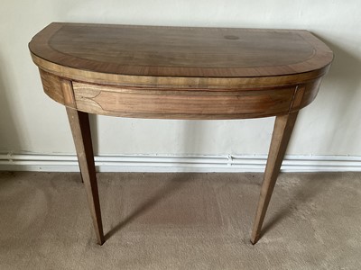 Lot 1490 - Regency mahogany and satinwood crossbanded card table....