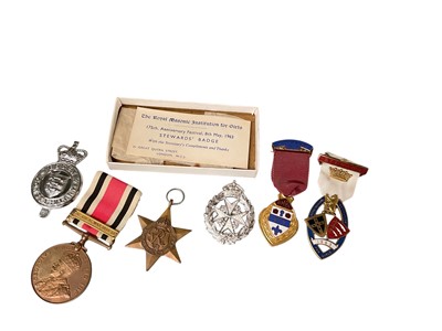 Lot 695 - George V Special Constabulary Long Service and Good Conduct medal with The Great War 1914 - 18 clasp named to Sergt. Herbert Medwin, together with a Second World War Italy Star, Masonic medals a...