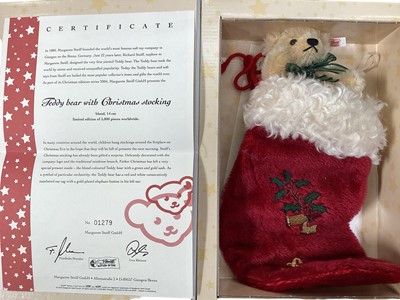Lot 1971 - Steiff Teddy bear with Christmas Stocking 037641 and 037740, both boxed with certificates.
