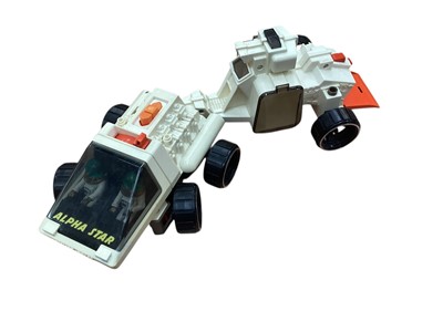 Lot 2029 - Fisher Price (c1979) Alpha Probe Space Shuttle & Alpha Star Space Buggy, plus other space craft (1 box)