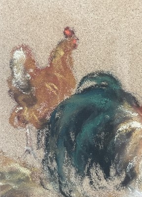 Lot 99 - Lynette Singers, contemporary, pastel - a cockerel, 'She Loves Me', signed and inscribed, in glazed frame