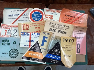 Lot 2156 - Collection of approximately 115 1960's and 70's Motorsport passes for British and European races in various categories at circuits including Imola, Zandvoort and Paul Richard.