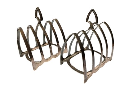 Lot 119 - Pair of 1930s silver four division toast racks (Sheffield 1930)
