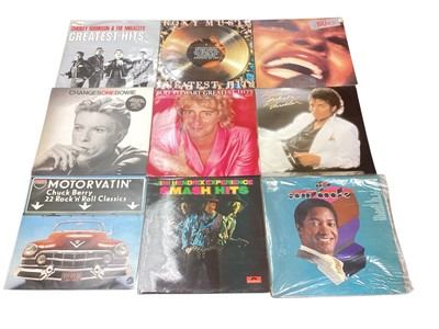 Lot 2297 - Two boxes of LP records and 78's, including The Drifters, Michael Jackson, Robert Knight, David Ruffin, Smokey Robinson, Sam and Dave, Stevie Wonder and Jimi Hendrix