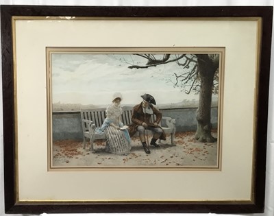 Lot 5250 - After Louis Emile Adan (1839-1937) colored lithograph - Afternoon in the Park, 36cm x 52cm, in glazed oak frame