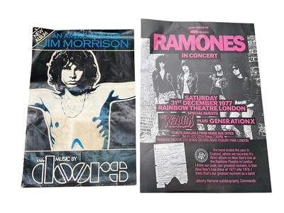 Lot 2304 - An American Prayer - promotional poster for Jim Morrison and The Doors 1978 album release, 30" x 20", together with Ramones In Concert - 1977 Rainbow Theatre - 33" x 23" - re-issue copy from a l...