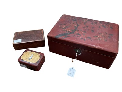 Lot 2535 - Early 20th century Japanese lacquer work box and two other boxes (3).