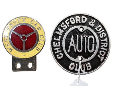Lot 2166 - Chelmsford & District Auto Club circular metal badge, 9cm in diameter.
