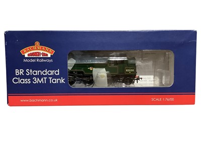 Lot 1776 - Bachmann OO Gauge BR lined green Standard Class 3MT Tank 82030, boxed 31-976A, BR lined black Class V3 Tank 67646, boxed 31-614 and BR lined green USA Class 0-6-0T Tank 30064, boxed MR-104A (3)...