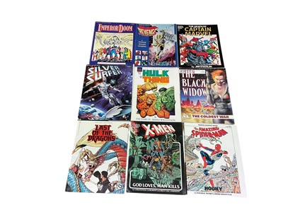Lot 2862 - Group of Marvel graphic novels - X-men God loves, Man Kills, The Amazing Spider-man Hooky, The Incredible Hulk & The Thing in Big change, The Black Window The coldest war, The death of Capta...