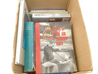 Lot 1481 - Books- one box of various aviation related books to include a De Havilland Gypsy Queen engine manual (1 box)