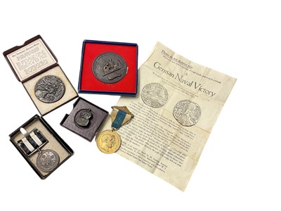 Lot 735 - First World War R.M.S. Lusitania medallion in box, together with a Second World War silver A.R.P. Badge, Order of St. John long service medal named to 30305 A/SIS. E. G. Parker. No. 10 Dist. S.J...