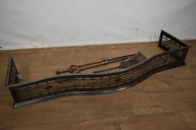 Lot 1571 - Antique serpentine shaped steel fender of large size