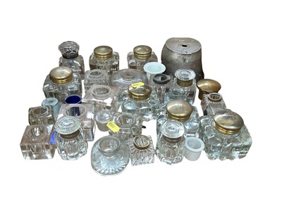 Lot 2510 - Collection of 30 Victorian and later inkwells including pairs and a horse hoof taxidermy example