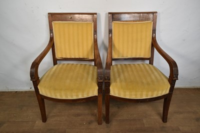 Lot 1564 - Pair of French Empire library armchairs