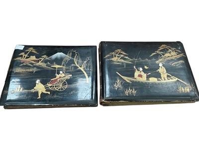 Lot 1246 - Japanese inlaid black lacquer photograph / postcard albums (2)