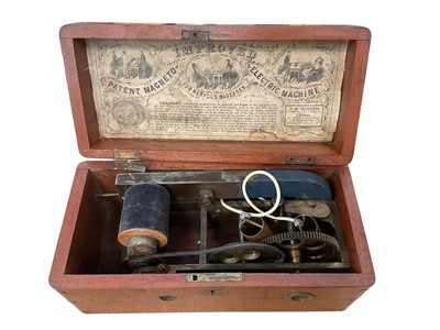 Lot 817 - Victorian mahogany cased electro-shock machine - ‘Magneto Electric Machine for nervous diseases’