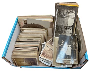 Lot 1243 - Collection of Victorian cartes de visite, photographs, cabinet cards and stereoviews etc, (1 box).