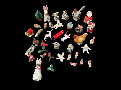 Lot 2489 - Group of old/antique cake decorations, including bisque and others, some Christmas themed
