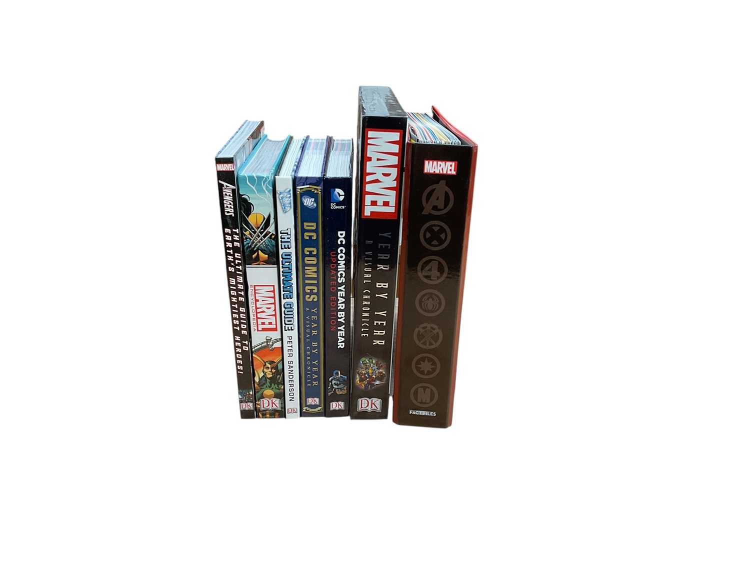 Lot 8 - Collection of Marvel and DC books to include Marvel fact files, Marvel year by year, Marvel The Avengers The Ultimate Guide to Earth's Mightiest Heroes!, Marvel Encyclopedia, X-Men the ultimate...