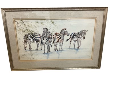 Lot 1435 - Allan Carter (b. 1909) watercolour, Zebra, signed, 74 x 40cm, glazed frame