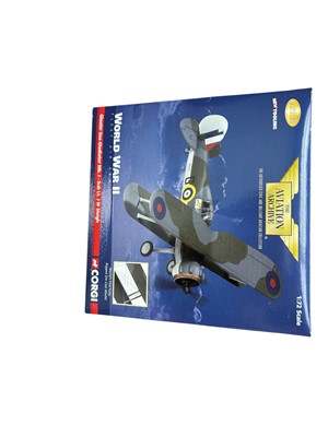 Lot 1687 - Corgi The Aviation Archive Gloster Sea Gladiator Mk1, boxed AA36202, The Shuttle, Concorde, Airplanes and Navy Warships (1 box)