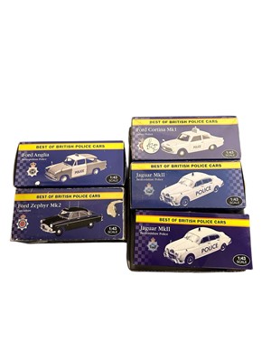 Lot 1698 - Atlas Editions 1:43 scale classic police cars, boxed (5)