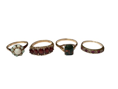 Lot 208 - Four 9ct gold gem set rings