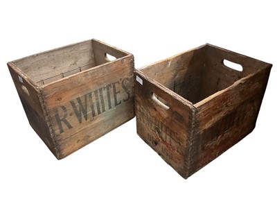 Lot 2525 - Two vintage R. White's wooden lemonade crates (2).