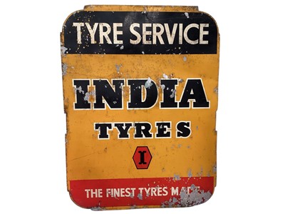 Lot 2184 - India Service Tyres double sided advertising sign, 60.5 x 45.5cm.