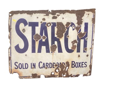 Lot 2523 - Vintage 'Starch, sold in cardboard boxes' enamel advertising sign, 60.5 x 49cm