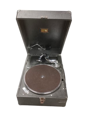 Lot 2257 - Black cased HMV gramophone, together with a group of 78's featuring Johnnie Ray, Fats Domino, etc